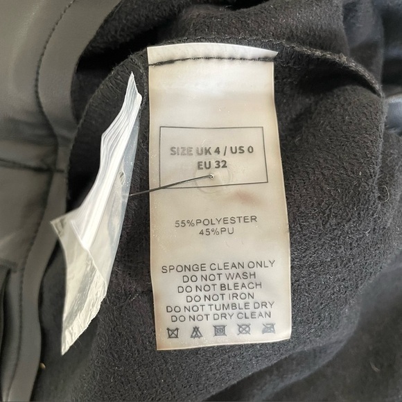 Maniere De Voir Tacked Vegan Leather Flared Trousers High Waist Pant Black 0 - Picture 16 of 16